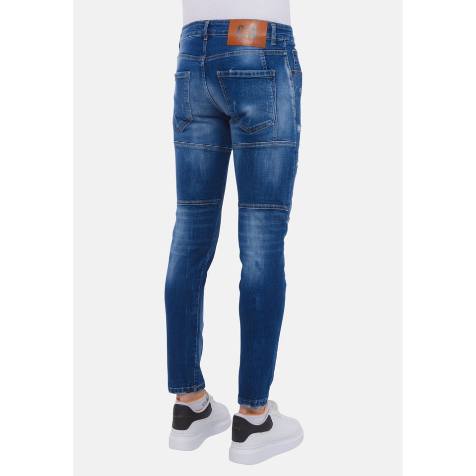 Distressed Ripped Jeans Heren - Slim Fit -1082- Blauw
