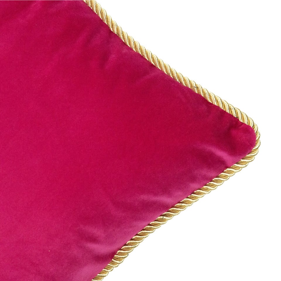 Sierkussen Fuchsia Fluweel 45x35cm Gouden Bies