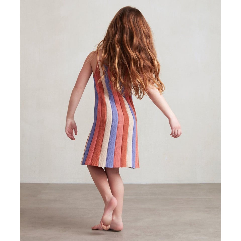 Pleated Dress - Sky Blue/Stripes