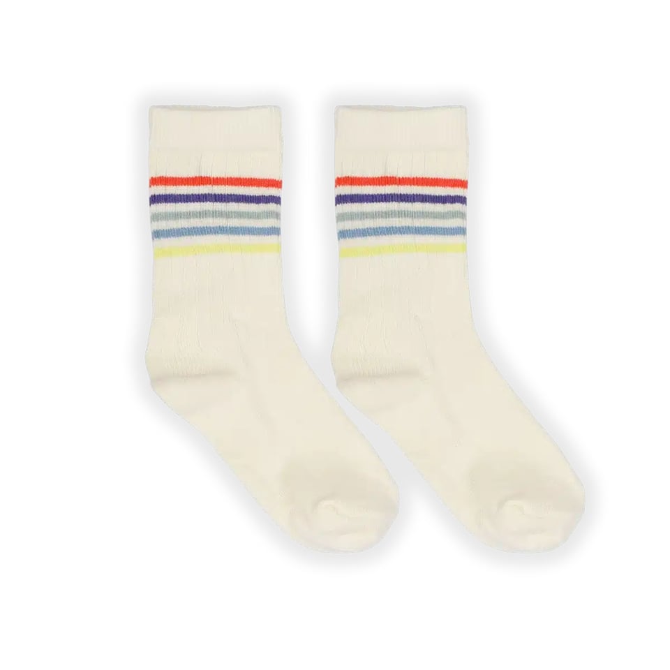 Sproet & Sprout Sport Socks Multi Colour Stripes Off-White