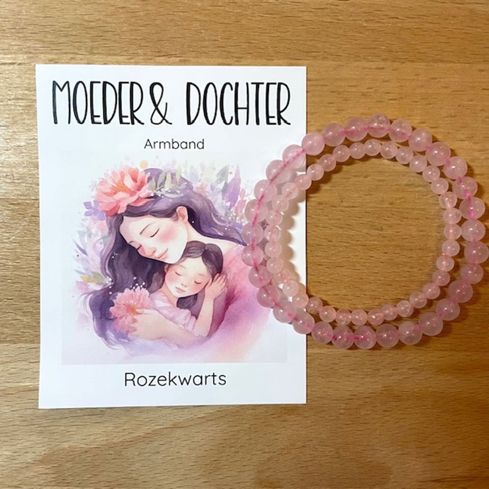 Moeder en Dochter Armbandenset - Rozekwarts