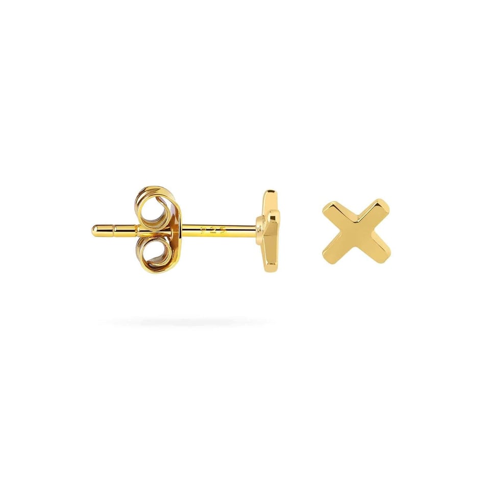 Gold Plated Cross Stud Earrings