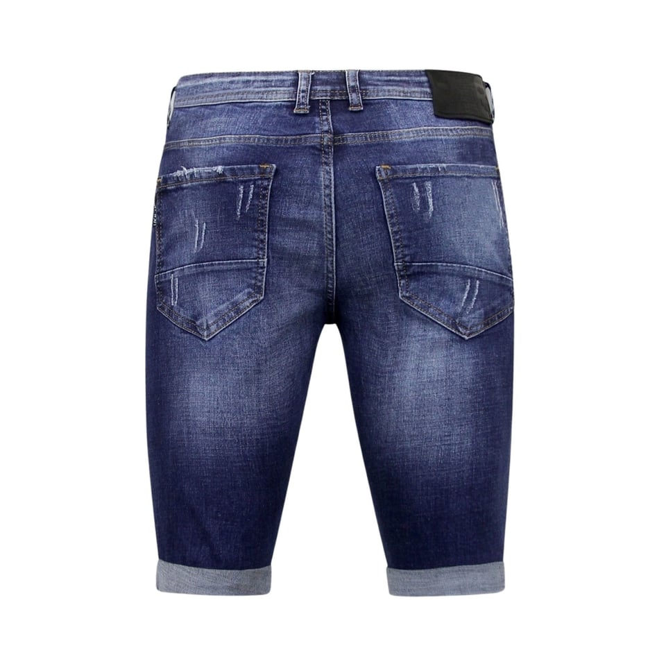 Exclusive Korte Broek Heren Slim Fit Met Patches - 1018 - Blauw