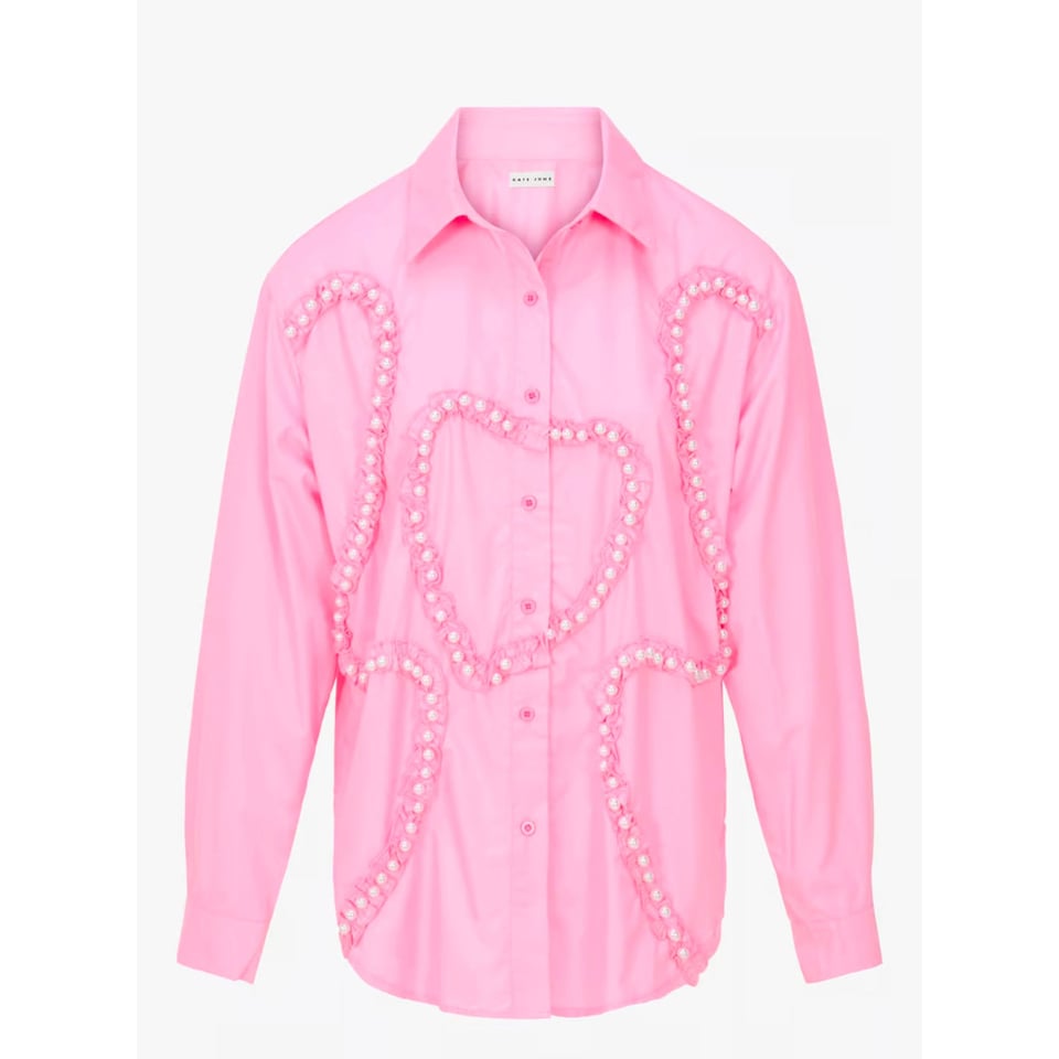 Poplin Pearl Blouse - Light Pink - OneSize