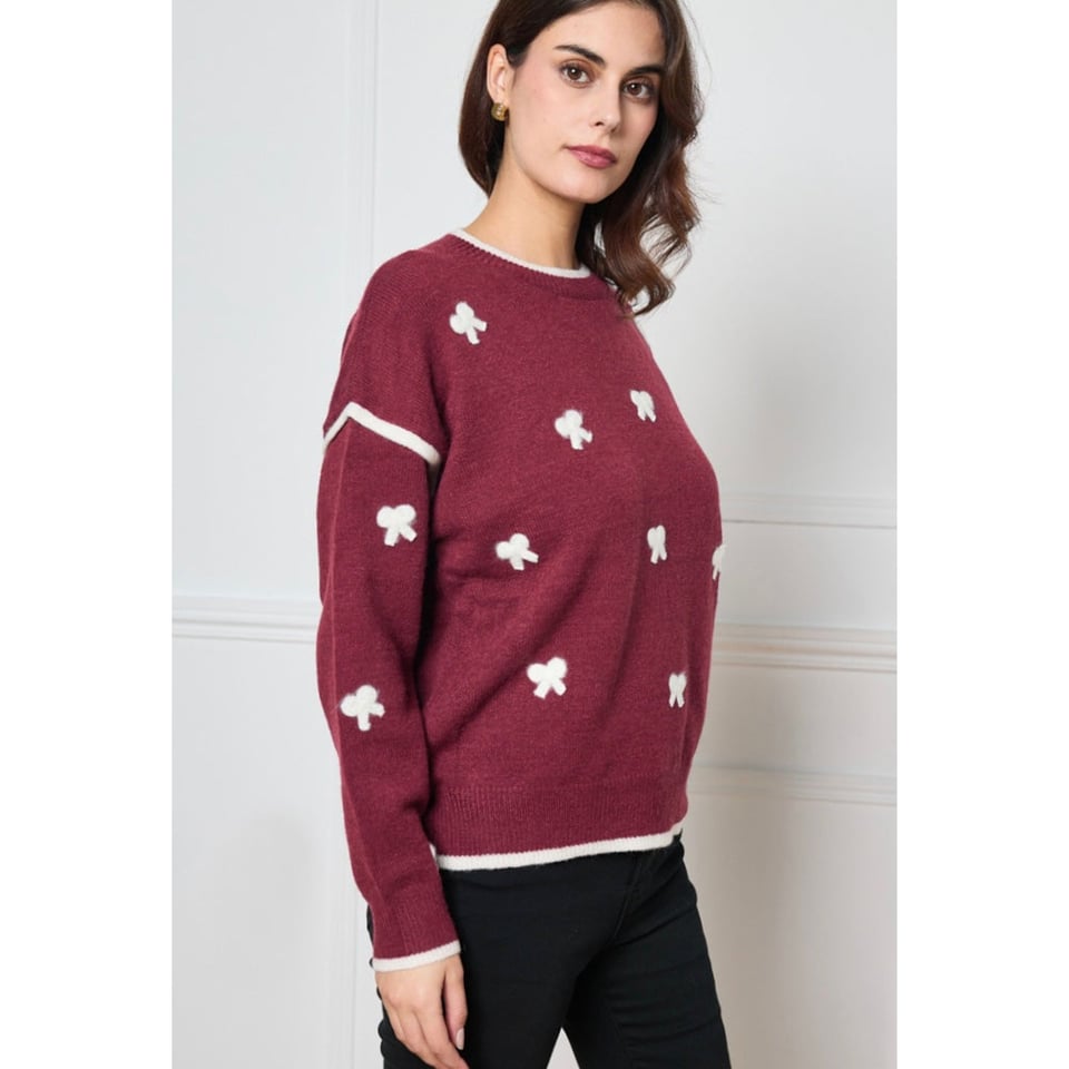 Lovely BowTie Pullover - Burgundy - OneSize x