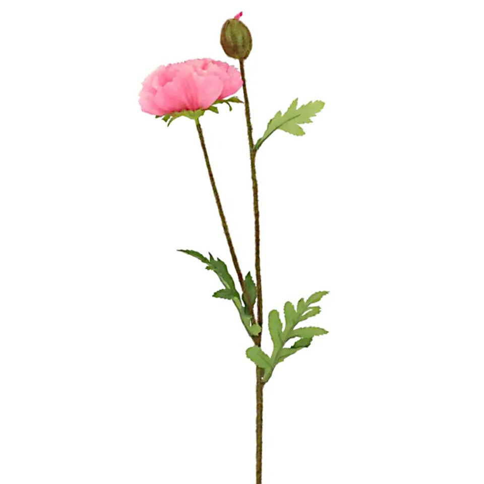 Kunstbloem Papaver Roze Zijde Tak 64cm