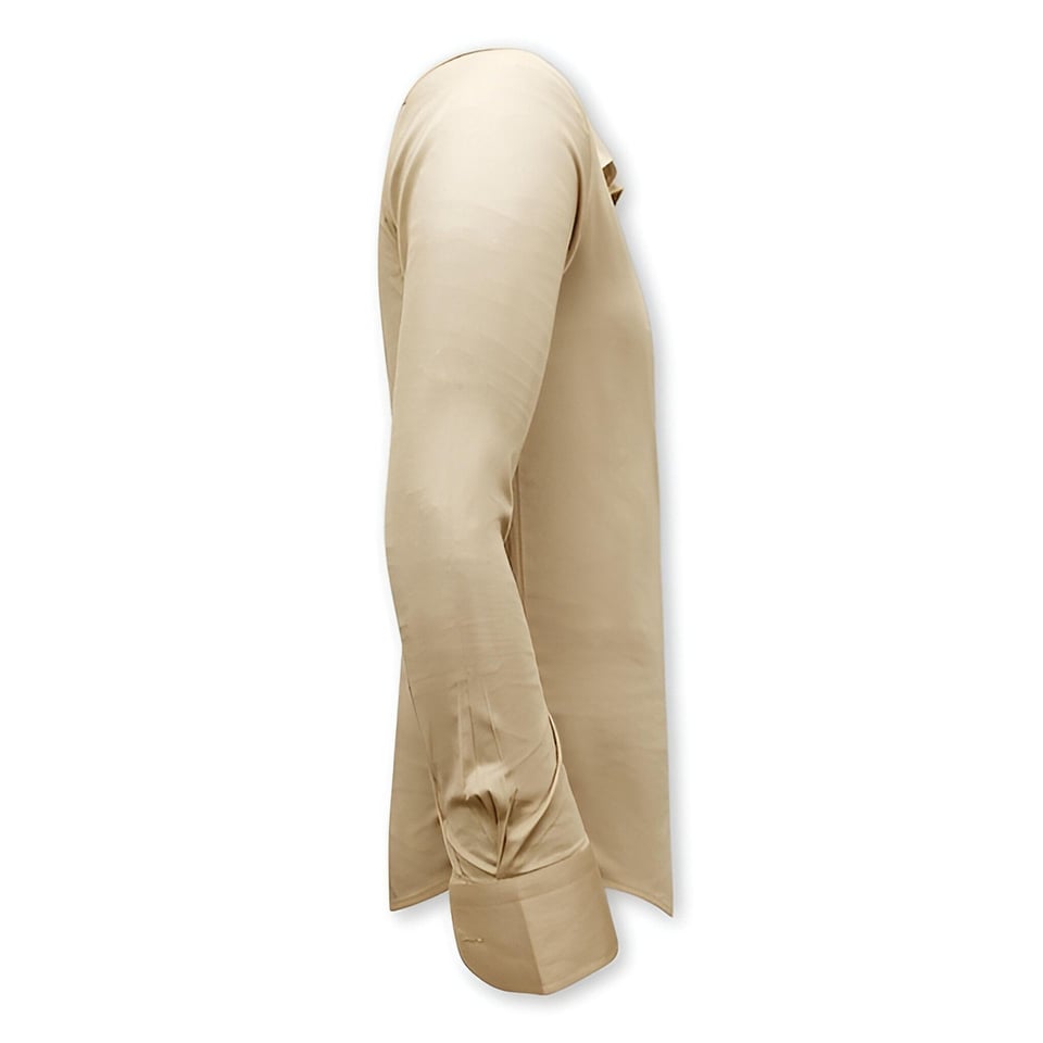 Luxe Blanco Moderne Satijn Overhemd - Slim Fit - 3070 - Beige