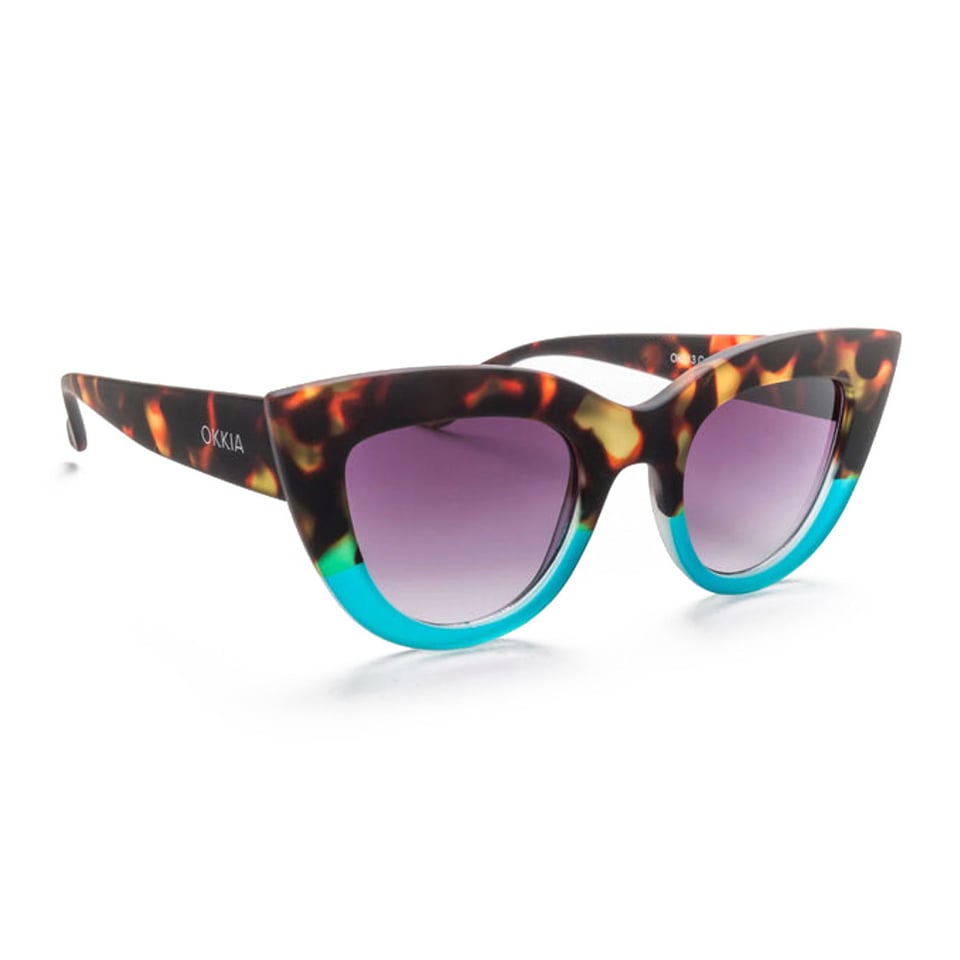 Zonnebril CLAUDIA Big Cat-Eye Havana Blue OK013-HB - Kleur: Blue - Artikelnummer: OK013-HB