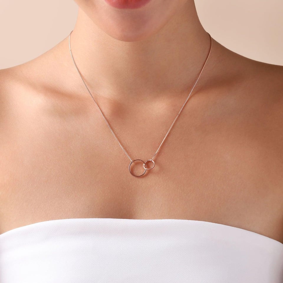 Rose Gold Plated Necklace with Double Circle