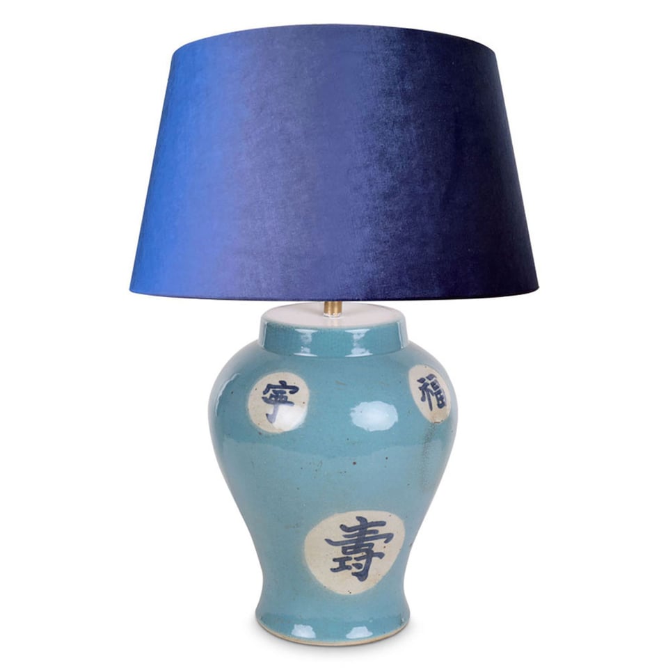 Lampenvoet Blauw Met Chinese Tekens H33cm