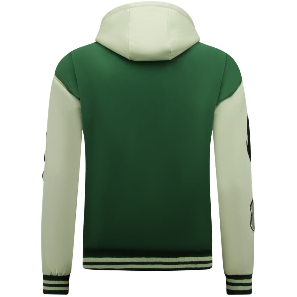 College Jack Heren Oversized Met Capuchon - 8630 - Groen