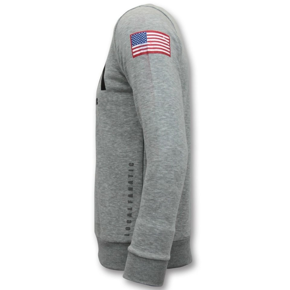 Exclusieve Sweater Heren - Nasa American Flag - Grijs