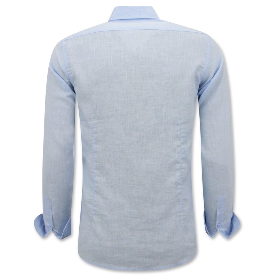 Linnen Overhemd Heren - Regular Fit - Casual Blanco - Licht Blauw