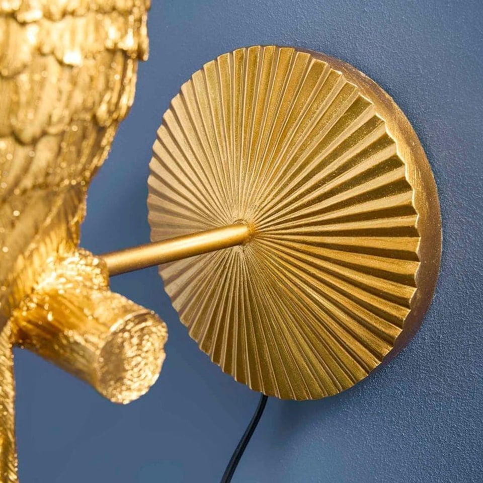 Wand Lamp Percy Links Papegaai Goud + Turquoise Kap 33x70cm Set