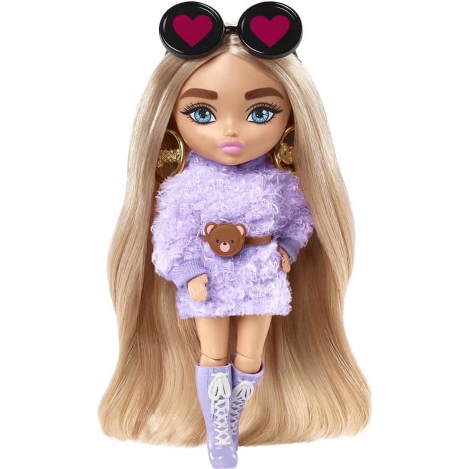 Barbie Extra Mini Doll 4 - Blonde Pigtails Purple Hoodie