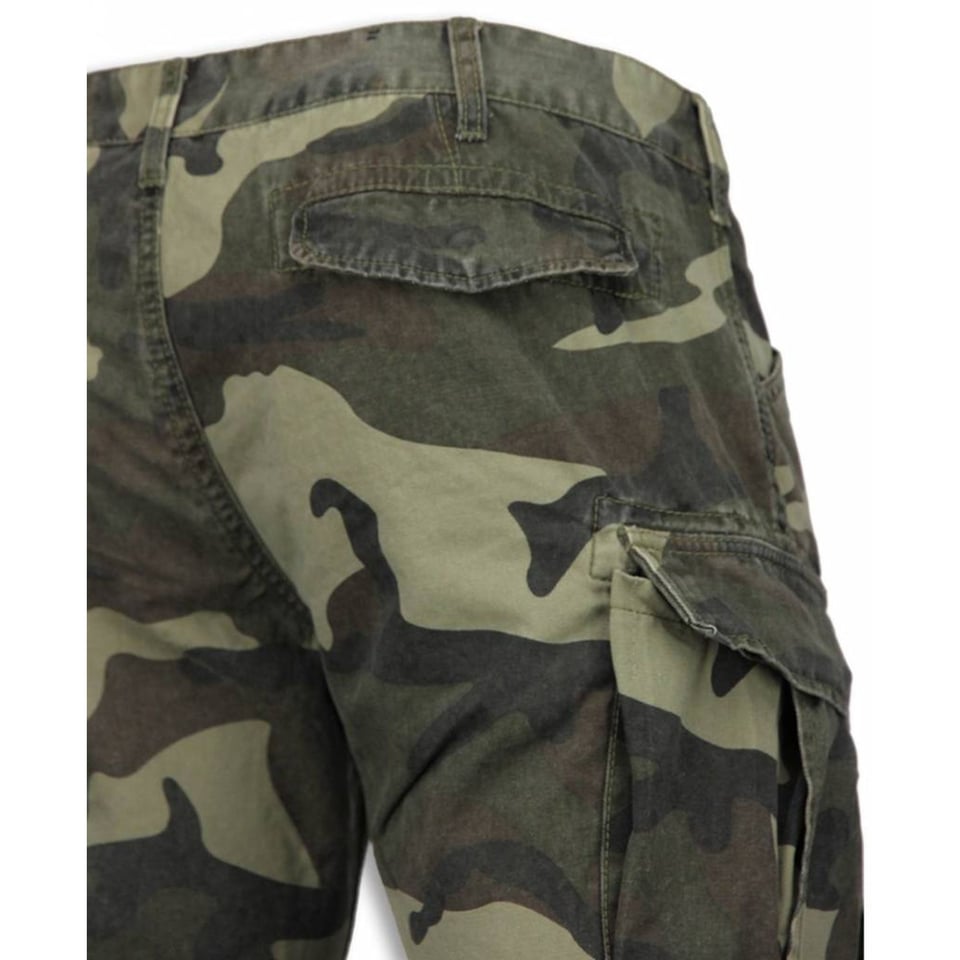 Korte Broeken Heren - Slim Fit Camouflage Shorts - Licht Groen