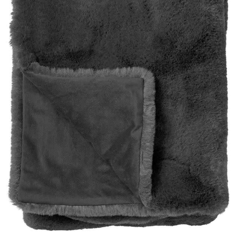 Plaid Zinzi Imitatie Bont 140x180cm Charcoal Antraciet