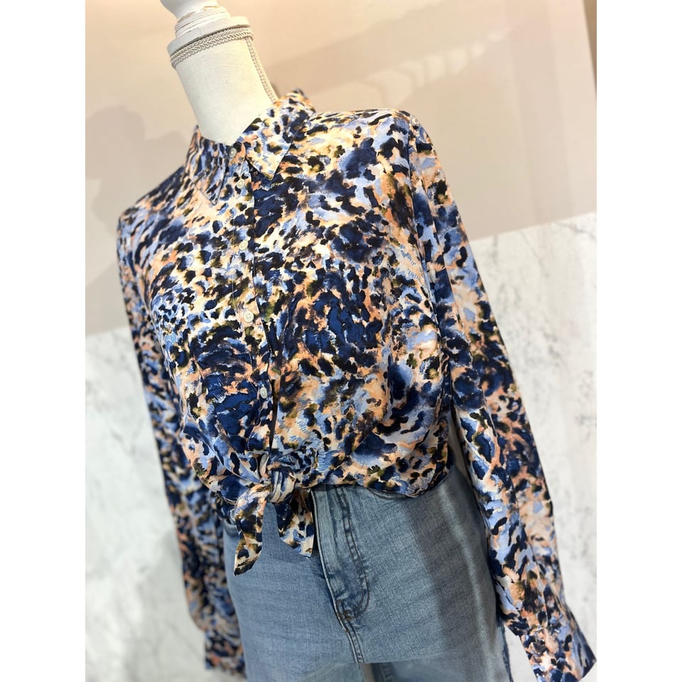 Viscose Blue Orange printed Blouse