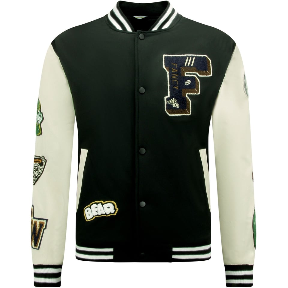 Letterman Jacket Heren Oversized - 8633 - Zwart