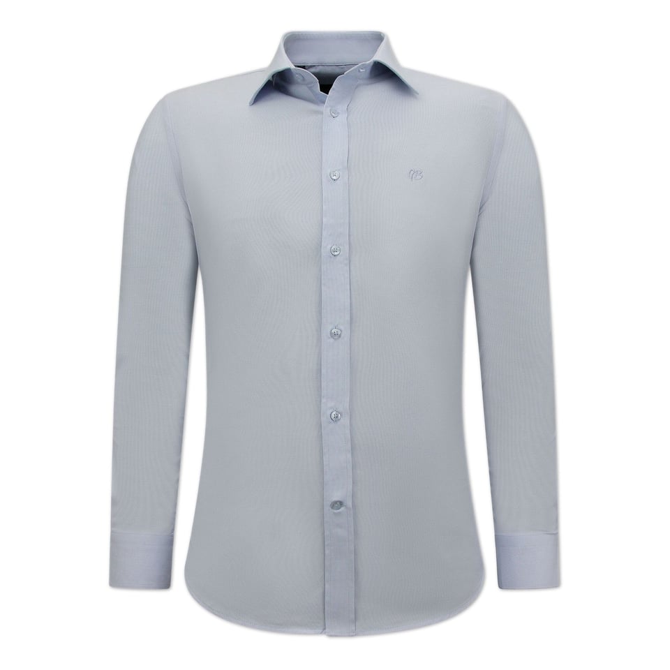 Zakelijke Nette Oxford Shirts Heren - Slim Fit Stretch - Licht Blauw