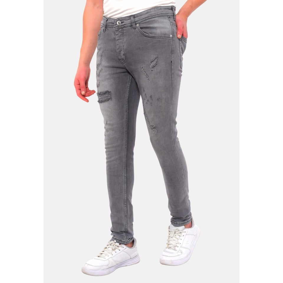 Heren Broek Met Gaten Slim Fit -DC-055- Grijs