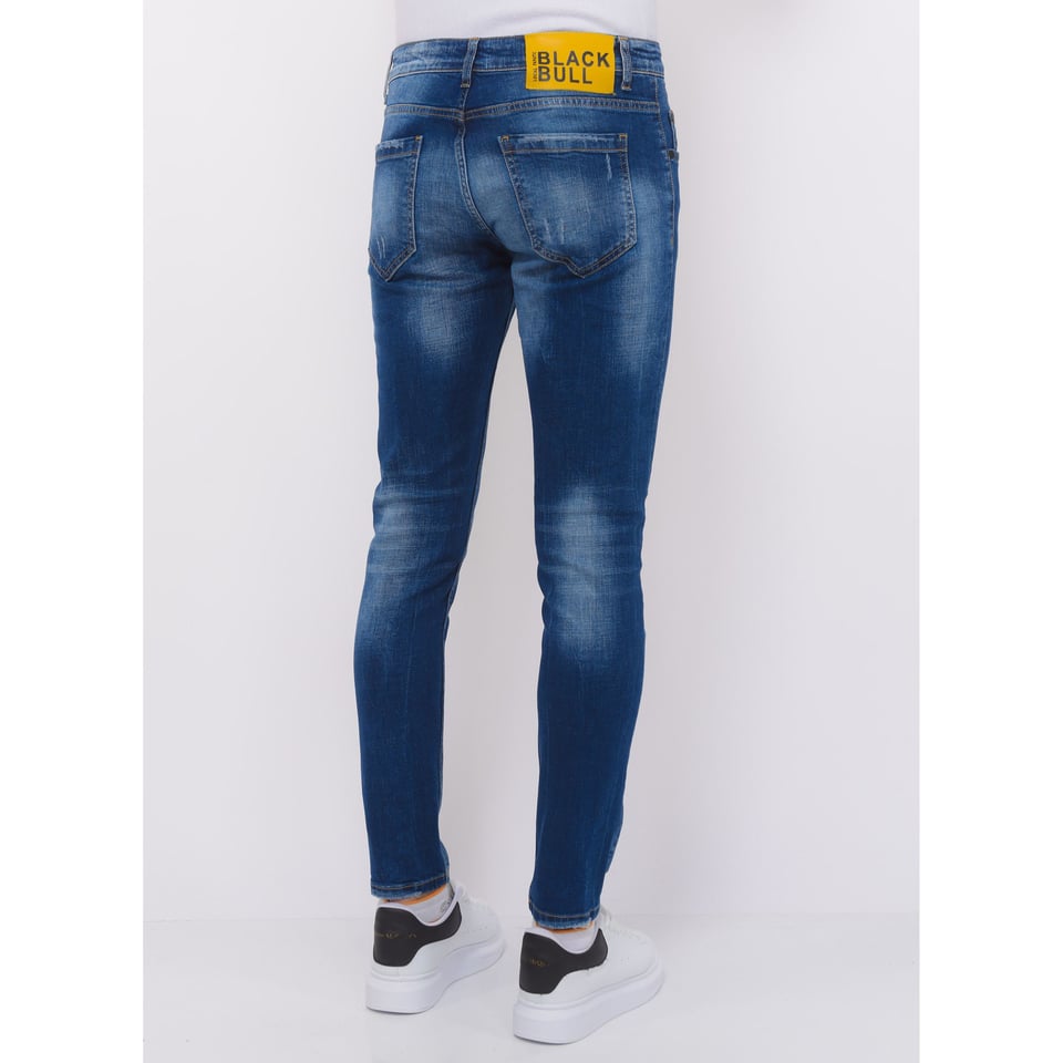 Blue Ripped Jeans Heren - Slim Fit -1081- Blauw