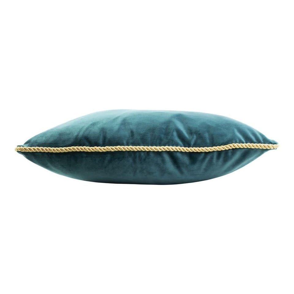 Sierkussen Petrol Fluweel 45x35cm Gouden Bies