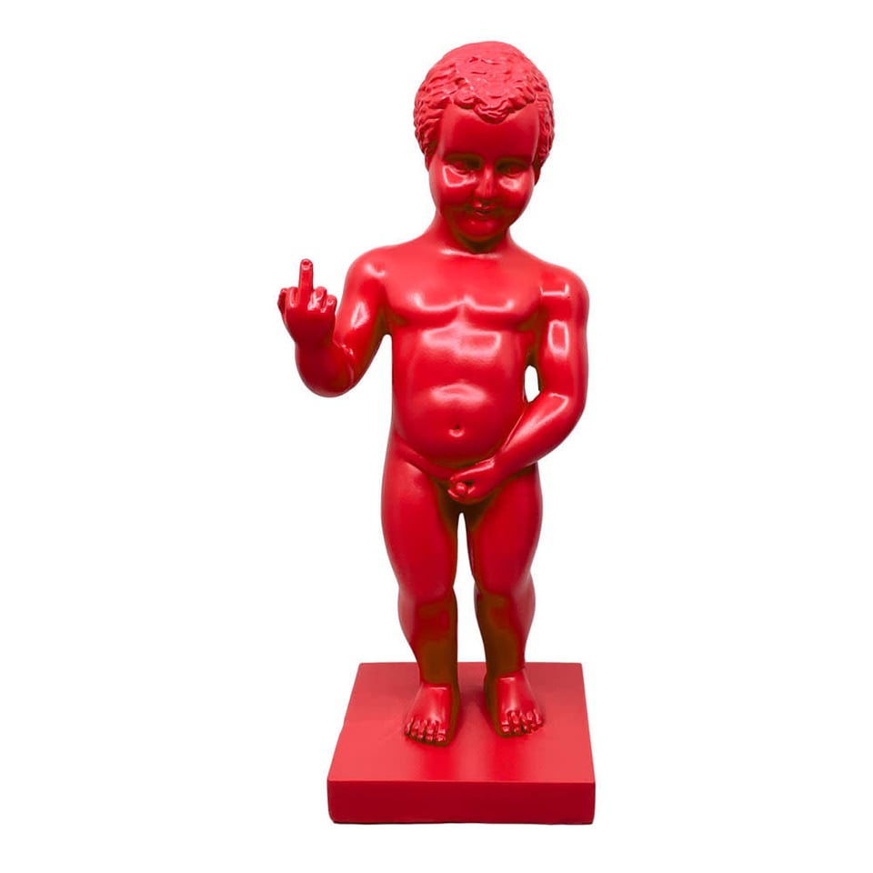 Beeldje Manneken Pis Fuck You Rood 30cm
