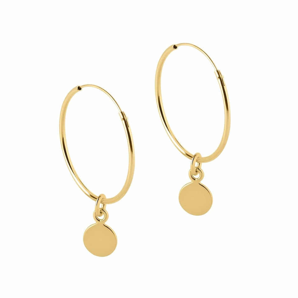 Gold Plated Hoop Earrings with Round 22 MM