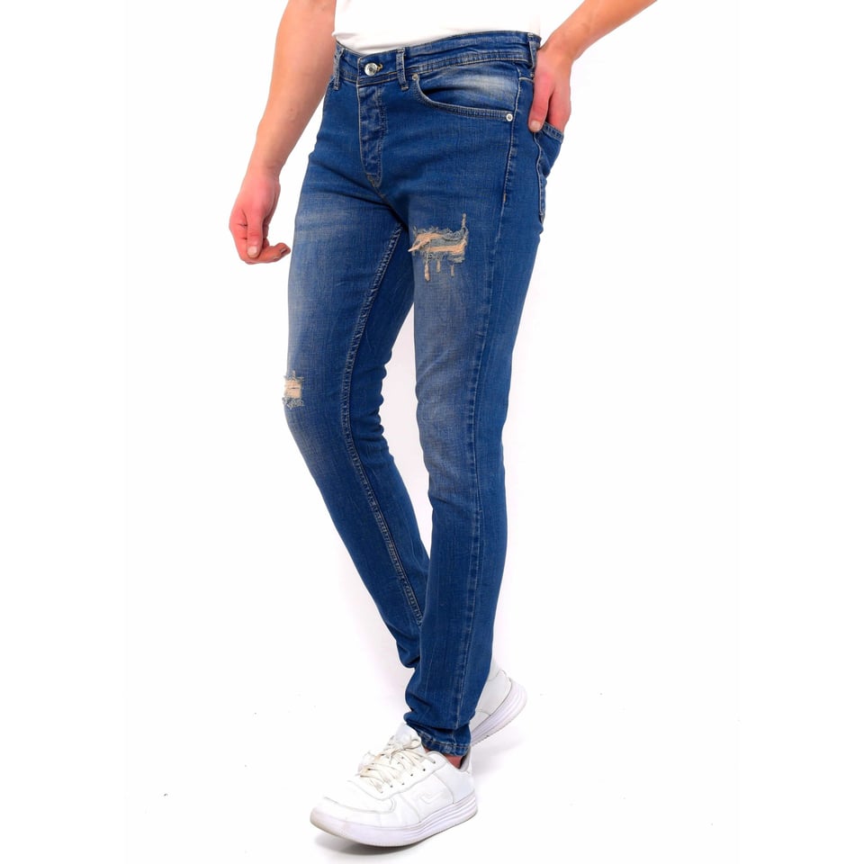 Ripped Jeans Heren Slim Fit Strech -DC-046- Blauw