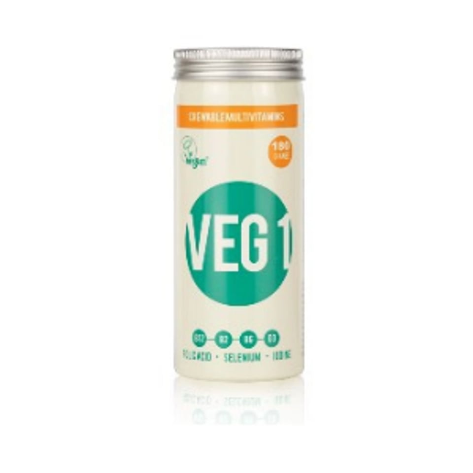 The Vegan Society VEG 1 Multivitamin ORANGE Kauwtabletten 180 Stuks *THT FEBRUARI 2025*