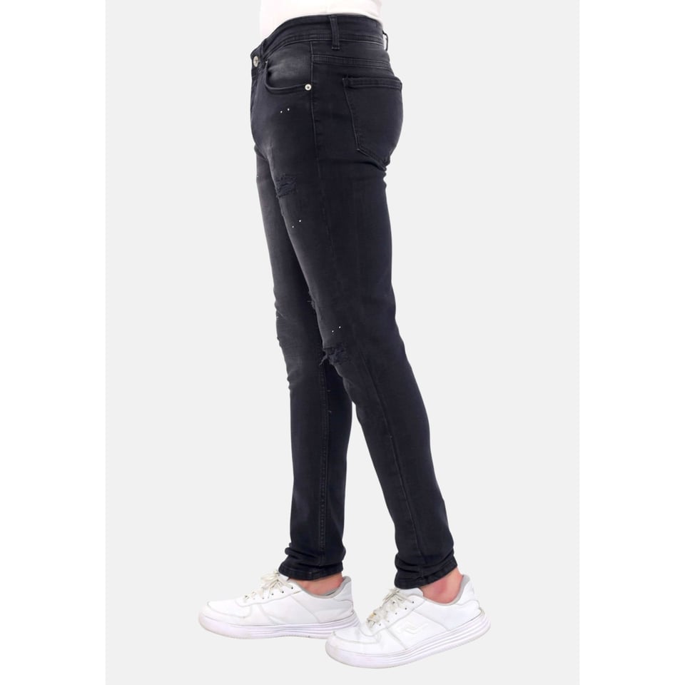 Ripped Heren Jeans Versleten Slim Fit -DC-050- Zwart