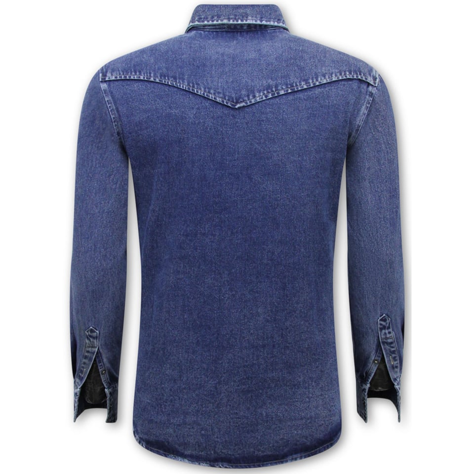 Spijker Blouse Heren - Denim Overhemd - Blauw