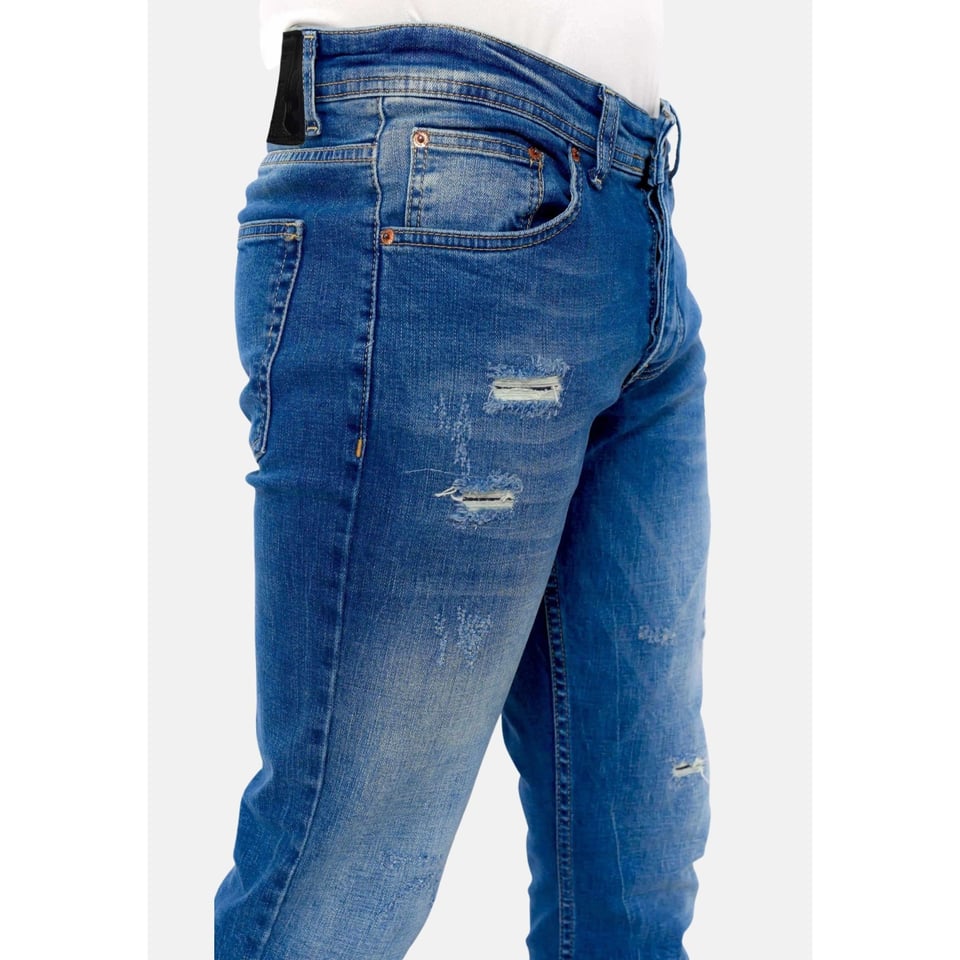 Jeans Heren Slim Fit Met Gaten -DC-036- Blauw