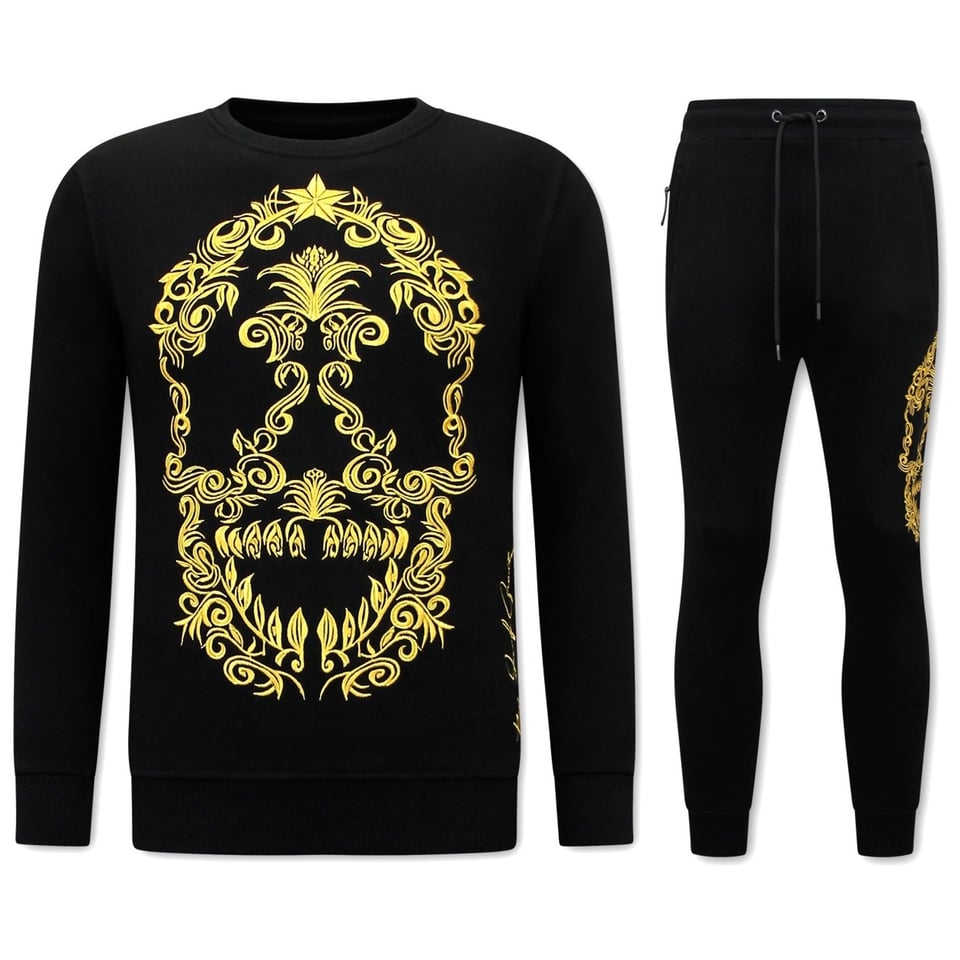 Exclusieve Joggingpak Heren - Skull Embroidery - Zwart