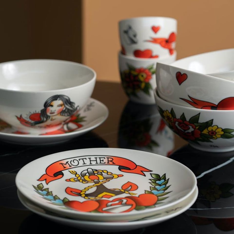 Schalen Tattoo Multicolor 17cm (Set/4)