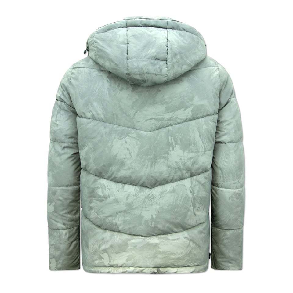 Reflector Grijs Puffer Jas Heren Met Capuchon