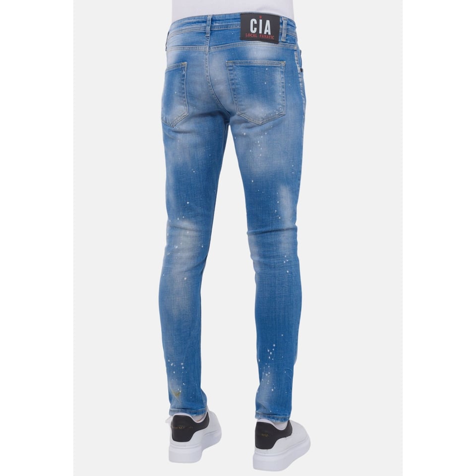 Blue Ripped SkaterJeans Heren - Slim Fit -1078- Blauw