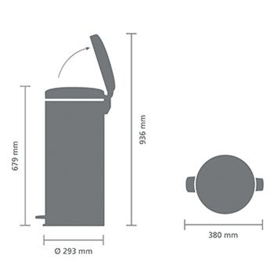 Brabantia Newicon Pedaalemmer 30 Liter Matt Steel Fingerprint Proof