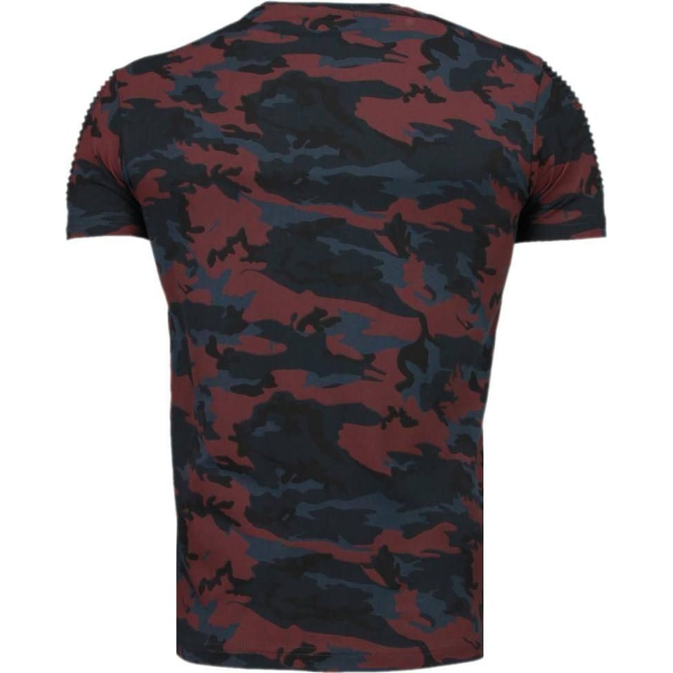 Camouflage Print Ribbel - T-Shirt - Bordeaux