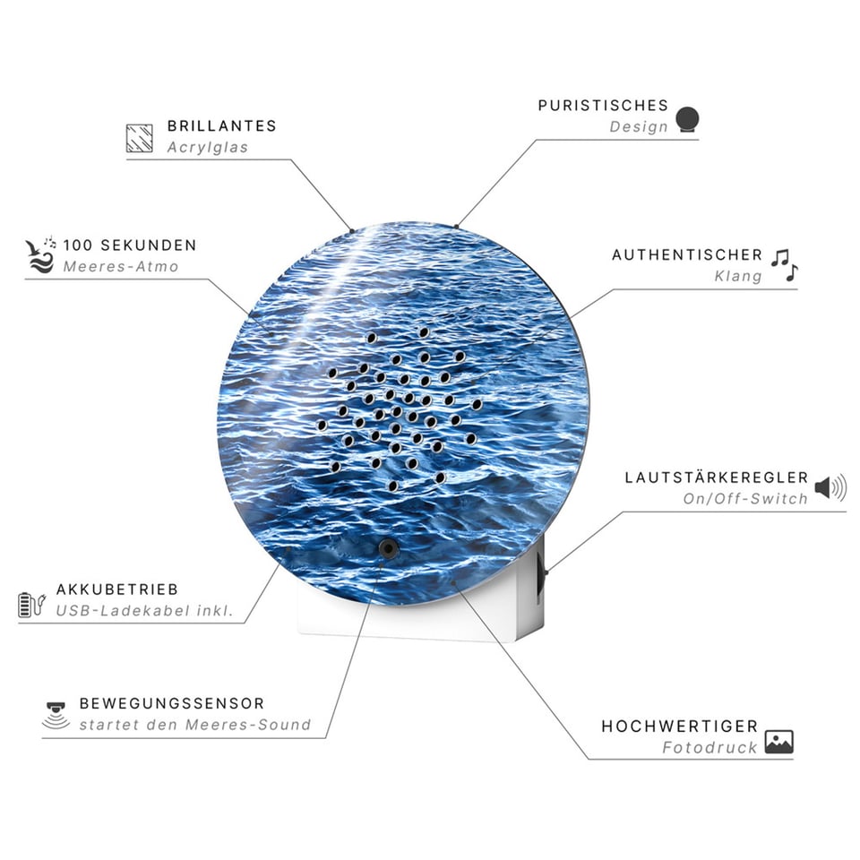 Oceanbox Met Zeegeluiden in 5 Kleuren