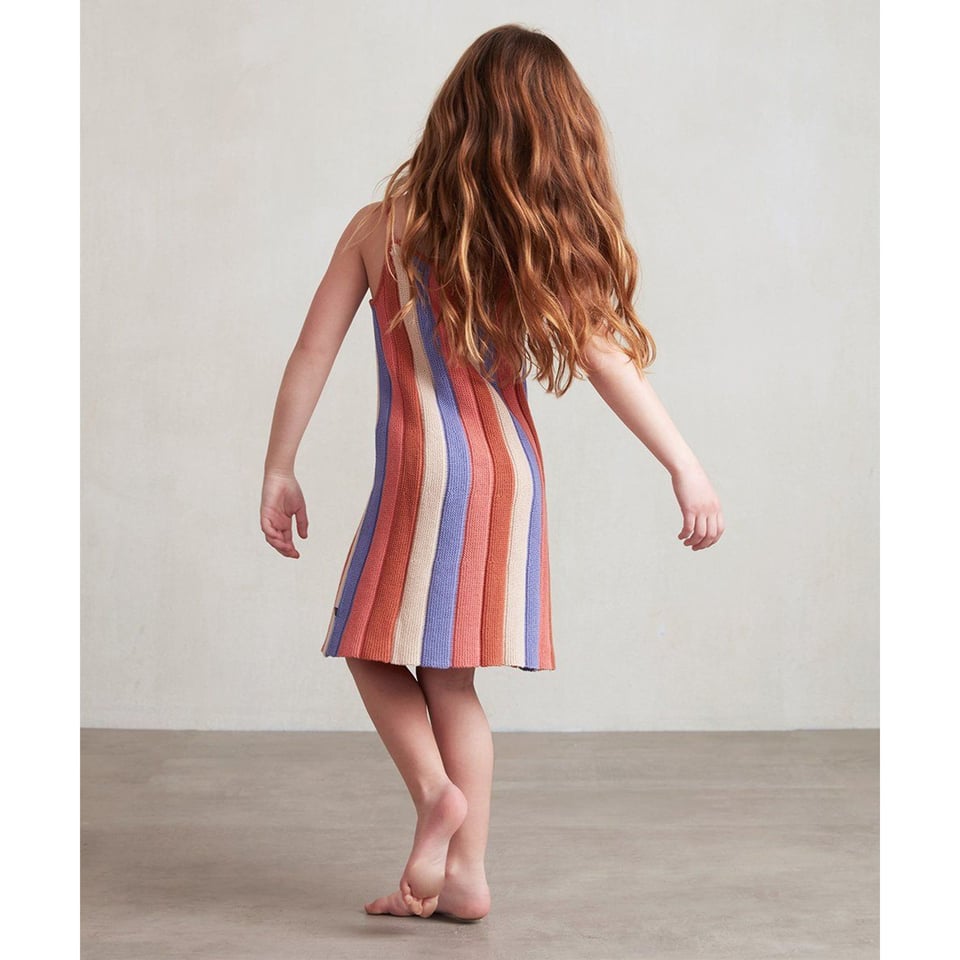 Pleated Dress - Burnt Orange/Stripes