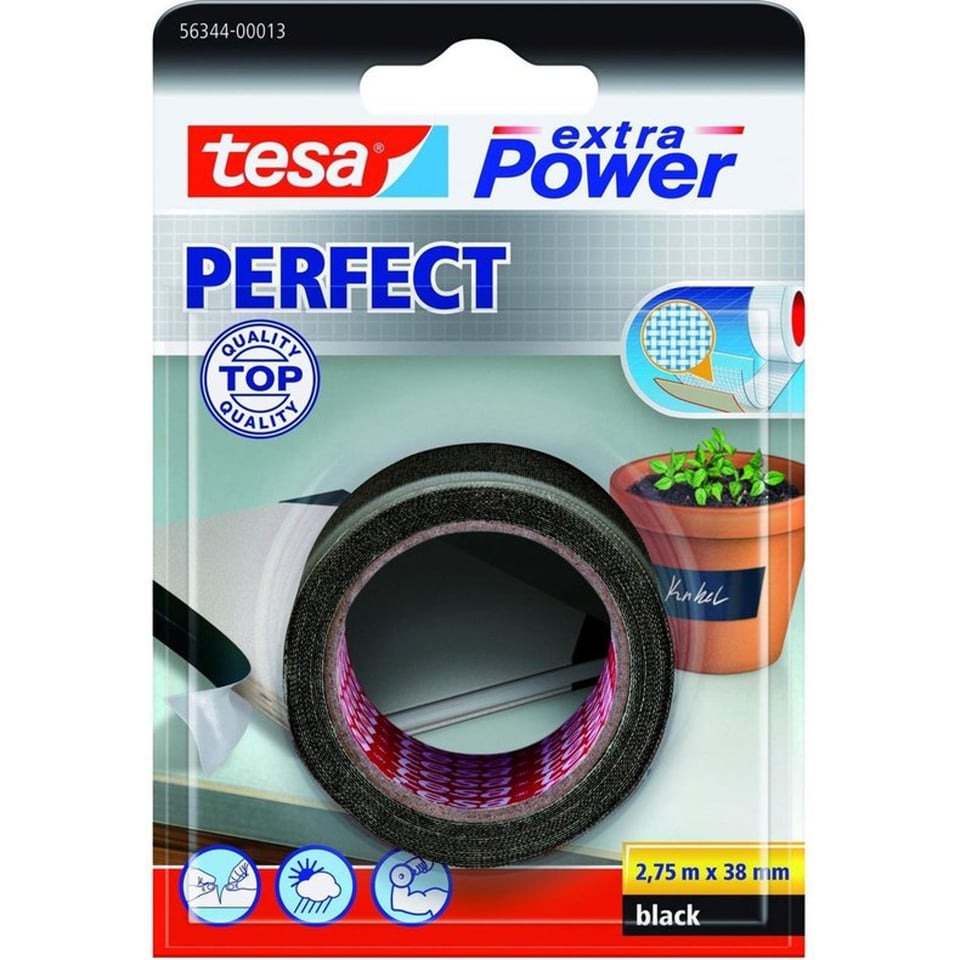 TESA Extra Power Perfect 2 75 X 38 Mm Zwart