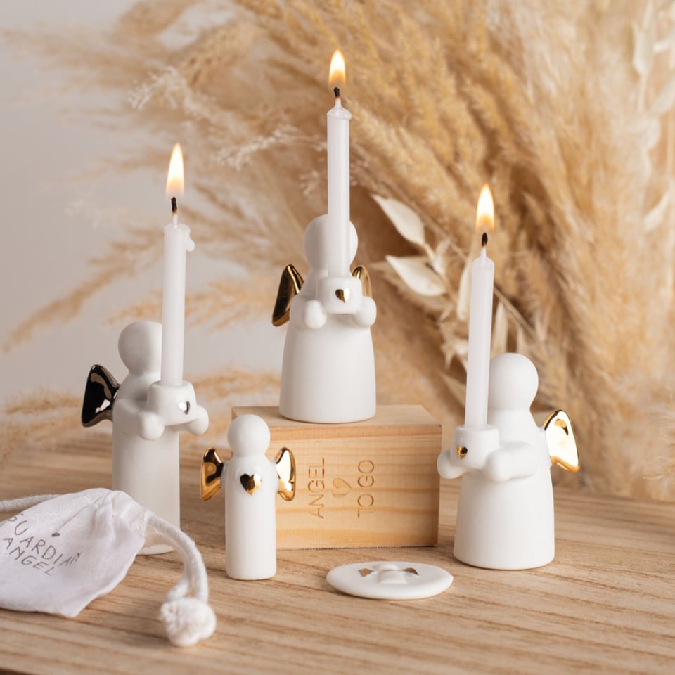 Guardian Angels Candle Gold