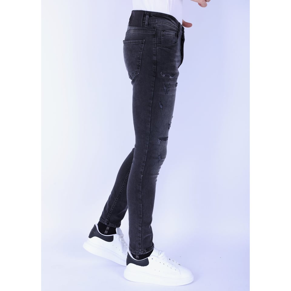 Ripped Jeans Voor Mannen Slim Fit Met Stretch - 1104 - Zwart