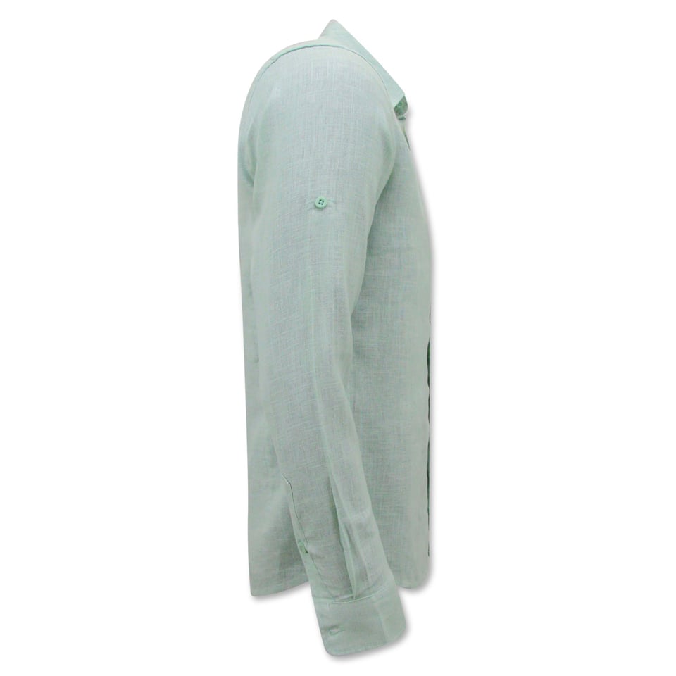 Linnen Overhemd Heren - Regular Fit - Casual Blanco - Groen