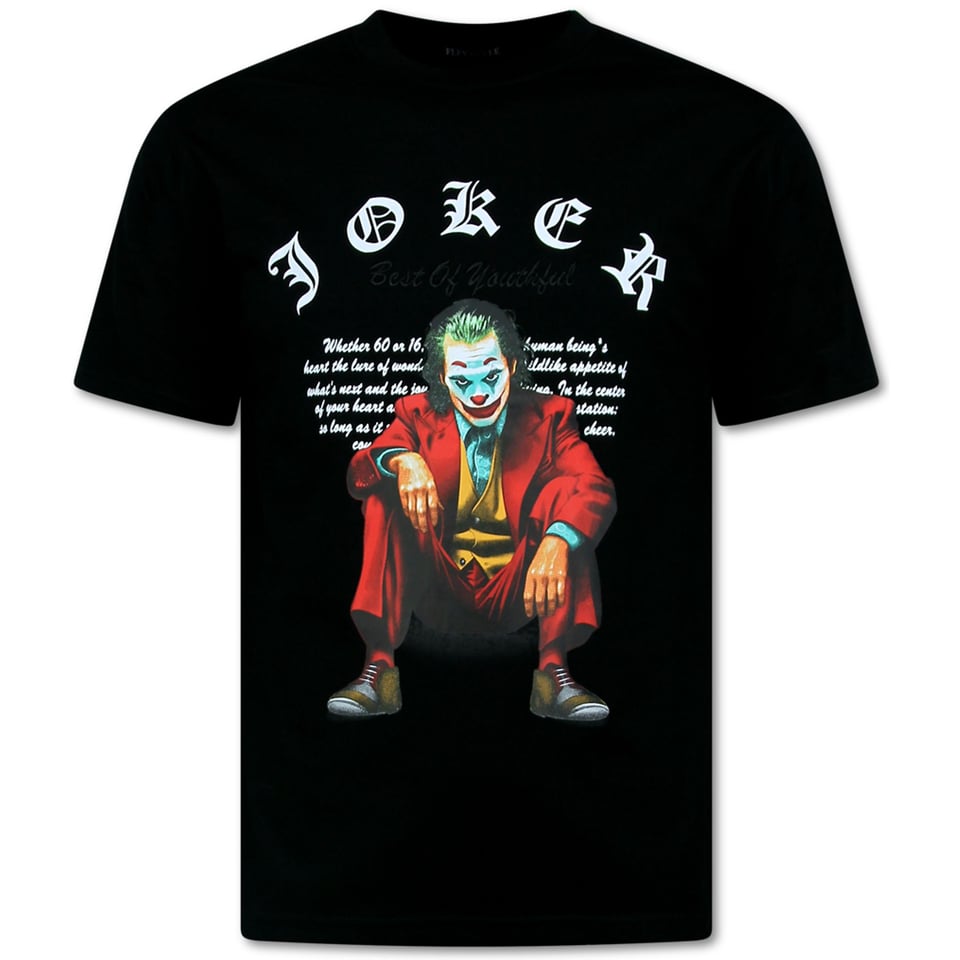 Oversized T Shirt Heren - Joker - T Shirt Heren Met Print - Tshirts Heren Grappig - Funny Shirt - 701 - Zwart