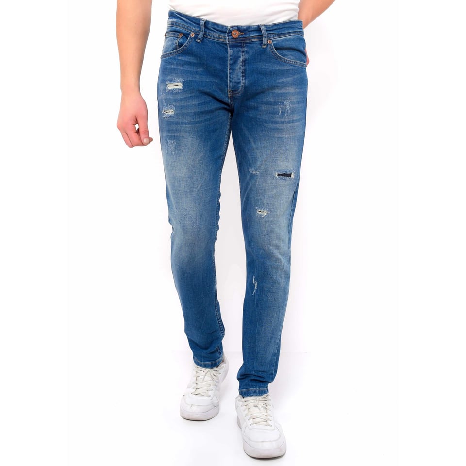 Jeans Heren Slim Fit Met Gaten -DC-036- Blauw