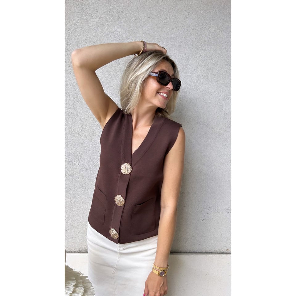 New Marron Brown - Cardigan gilet