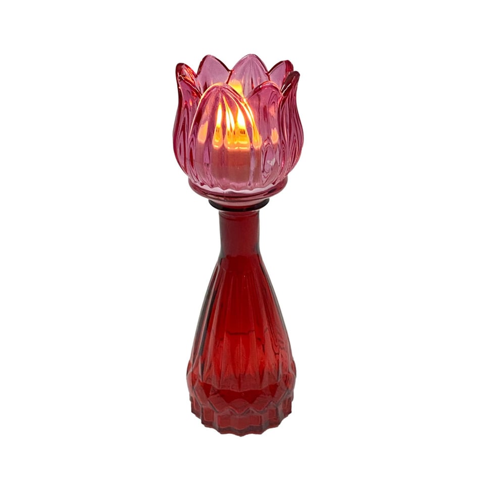 Vaasje Tulp Pink Mix Glas 7x22cm in 4 Kleuren